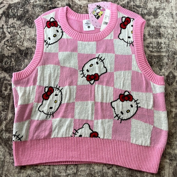 Sanrio Sweaters Womens Hello Kitty Sweater Vest Pink White